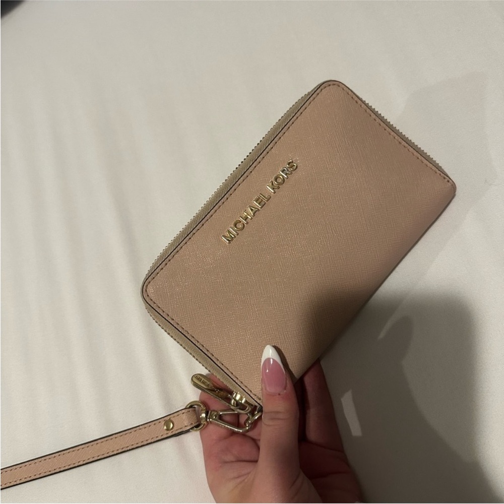 Michael Kors Tan Wristlet Clutch